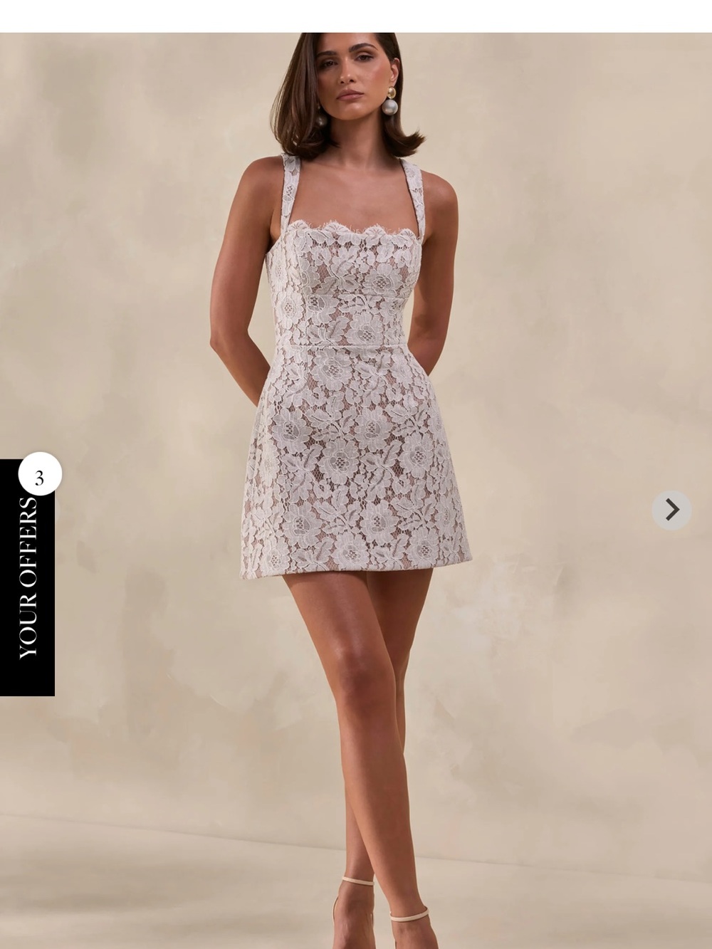 Club L London Ivory Lace Mini Dress